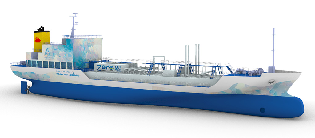 tanker equipped with hydrogen combustion engines