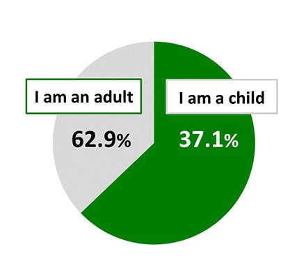 Pie chart showing results from Awareness Survey of 18-Year-Olds