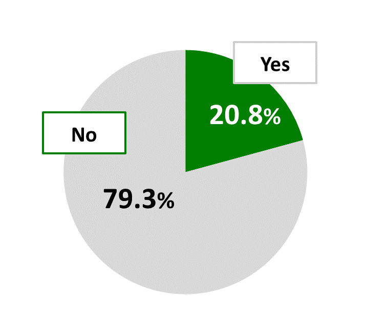 Pie chart showing results from Awareness Survey of 18-Year-Olds: 20.8% of respondents replied “Yes” while 79.3% replied “No”
