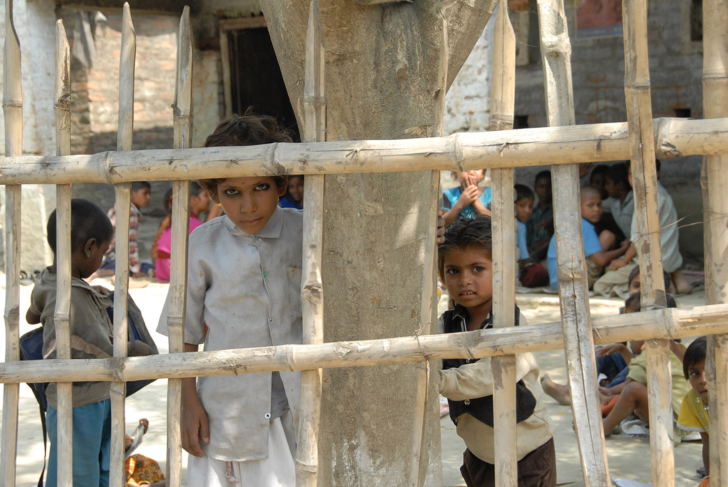 Photo of children in a leprosy colony