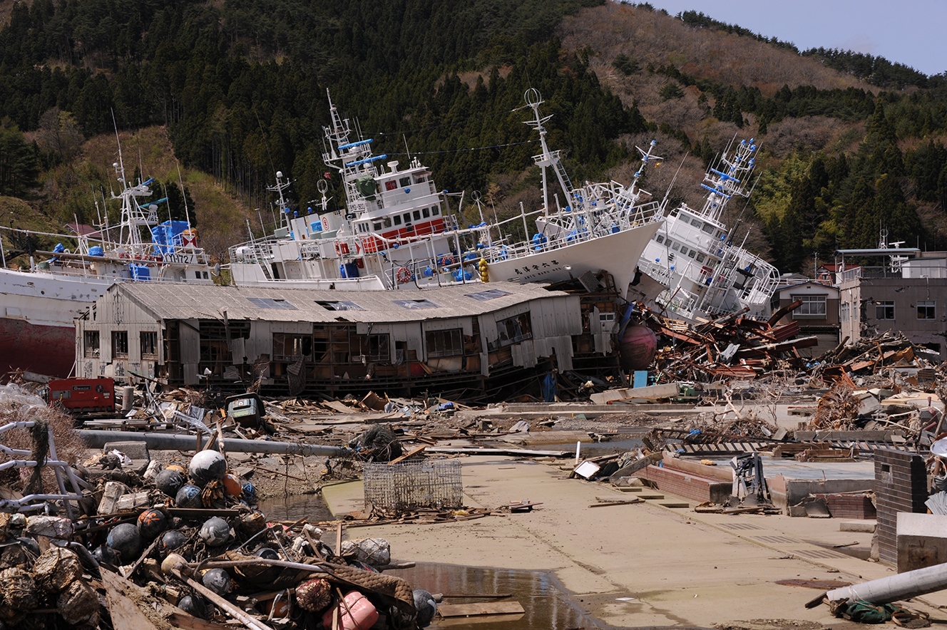 写真：津波の被害を受けた被災地の様子