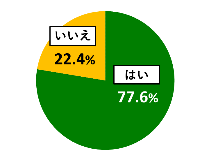 18歳意識調査結果の円グラフ：はいが77.6％。いいえ22.4％。