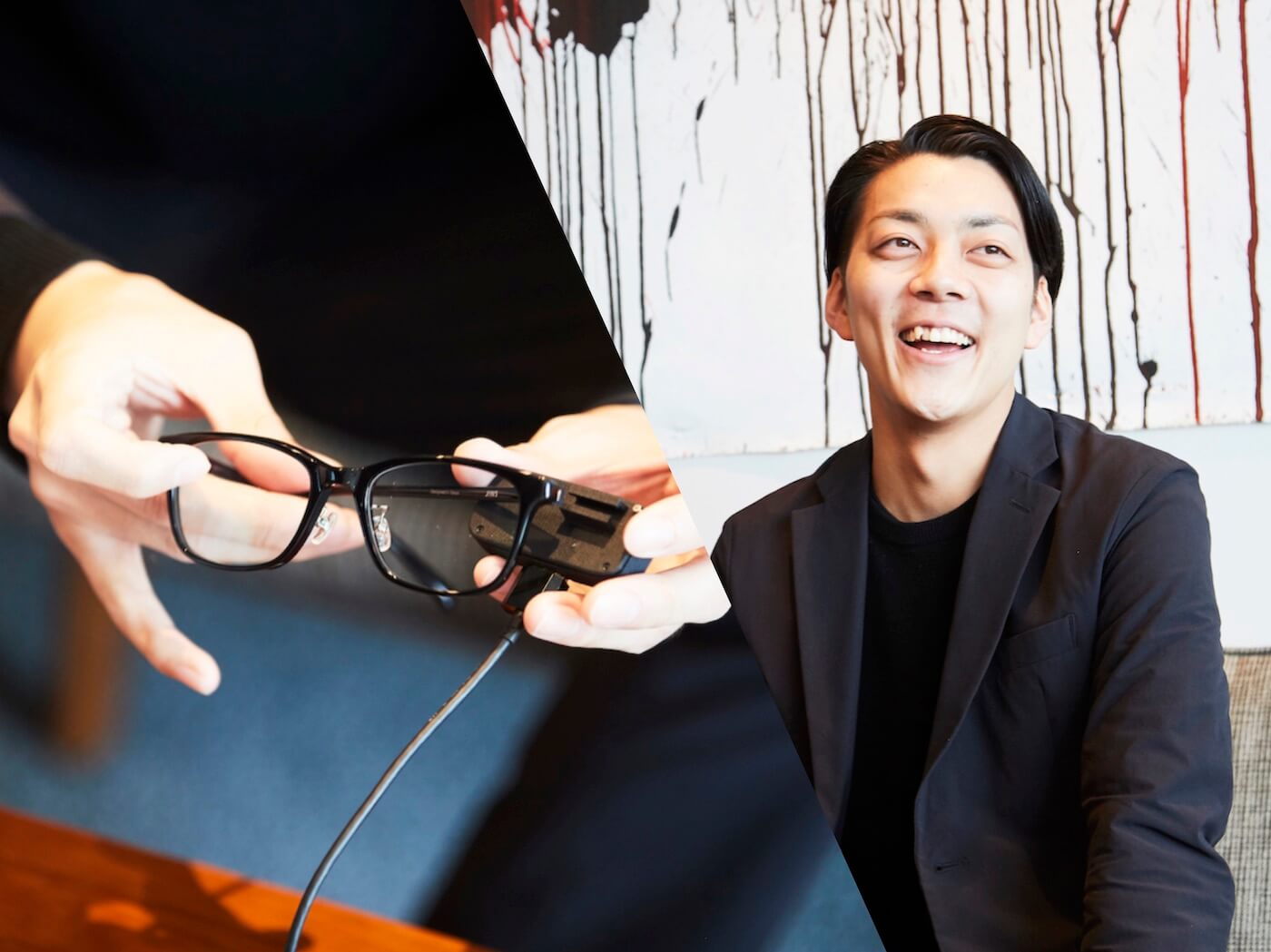 写真：左はOTON GLASS、右は島影さん