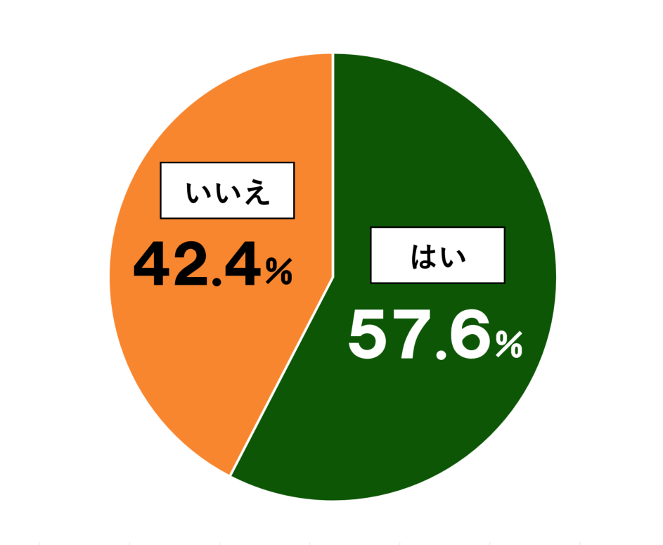 18歳意識調査結果の円グラフ：はい57.6%。いいえ42.4%。