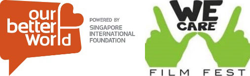 左：シンガポール国際財団「Our Better World」のロゴマーク 右：We Care Film Festivalロゴマーク