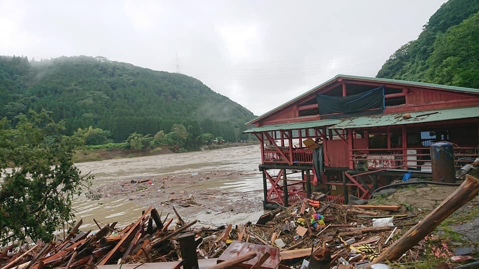 Photo of flooding in Kuma Village, Kumamoto Prefecture, in July 2020 (photo: OPEN JAPAN)