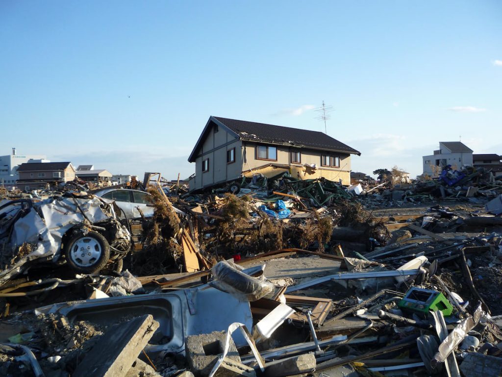 写真:東日本大震災で被災した宮城県石巻市の様子