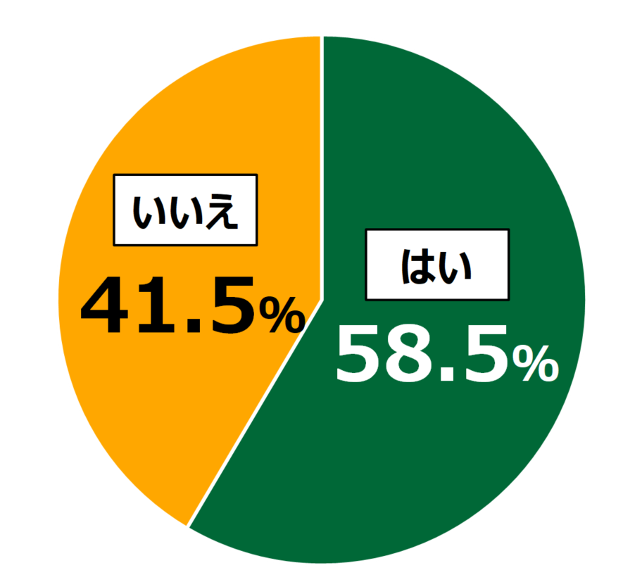18歳意識調査結果の円グラフ：はい58.5％。いいえ41.5％。