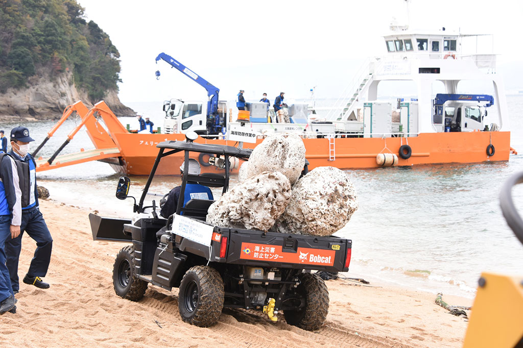 Photo of all-terrain vehicle transporting plastic foam floats