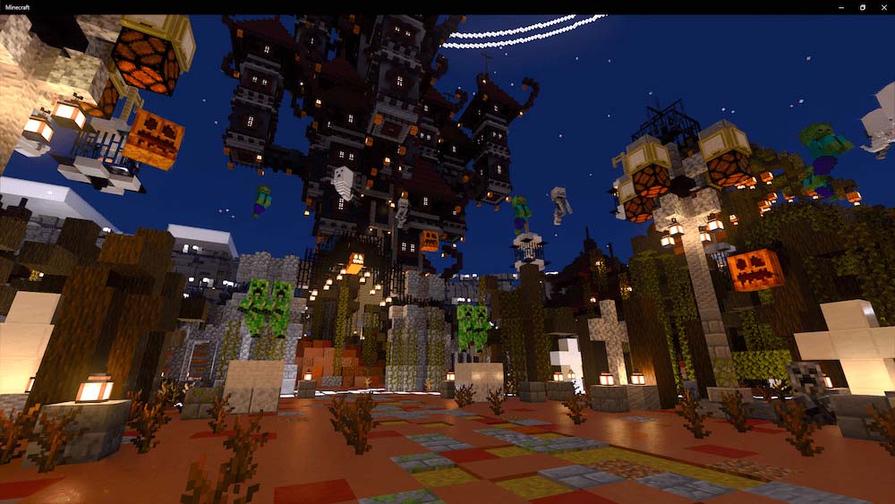 Photo of a night scene created on Minecraft