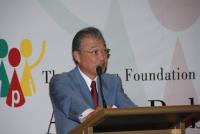 写真：スピーチする日本財団の笹川陽平会長