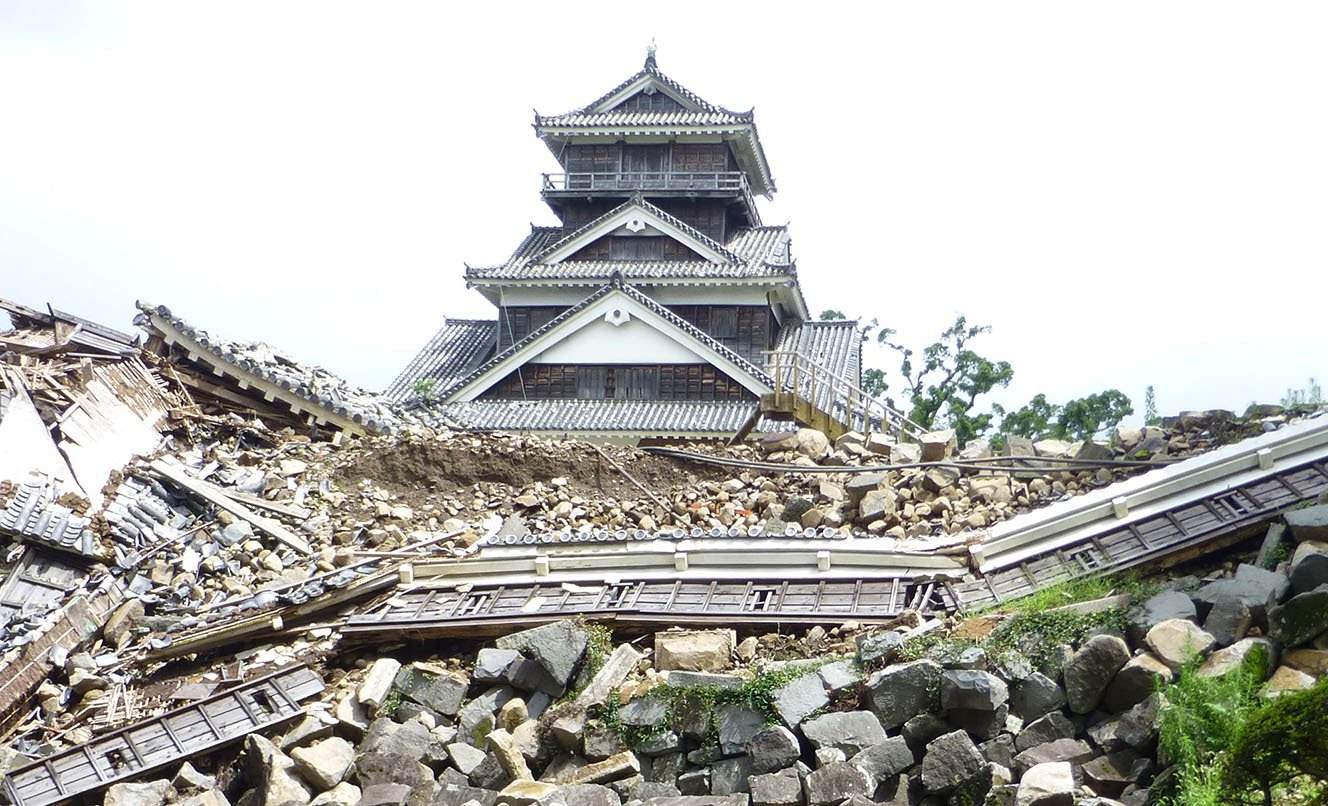 写真:被災した熊本城の様子
